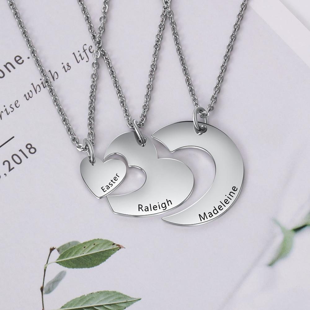 Personalized Stainless Steel Necklace for Women with 3 Custom Names Heart Pendant, Gift for BFF, Cousins & Siblings-Customized Jewel