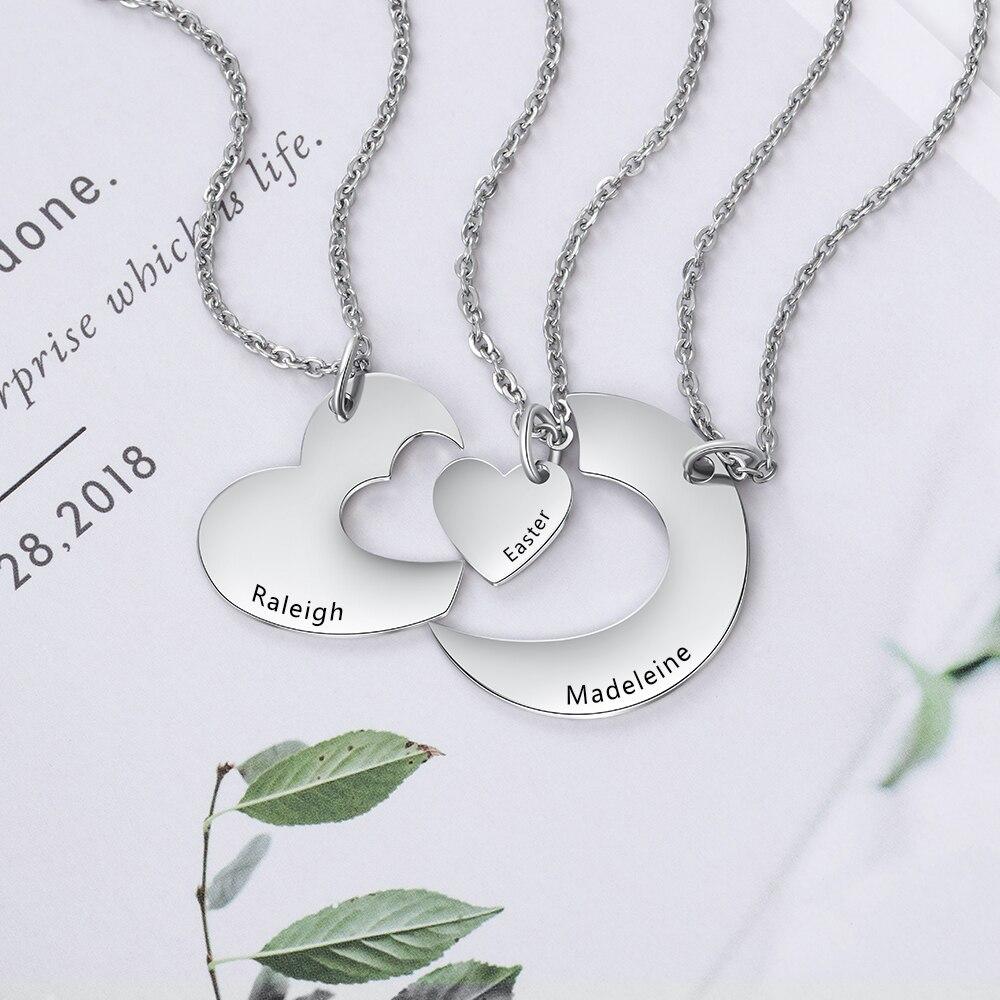 Personalized Stainless Steel Necklace for Women with 3 Custom Names Heart Pendant, Gift for BFF, Cousins & Siblings-Customized Jewel