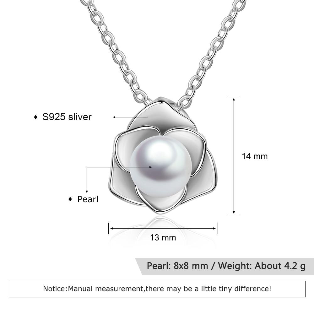 Sterling Silver Rose Shape Pearl Pendant Necklace, Fashion Jewelry Gift for Women-Customized Jewel