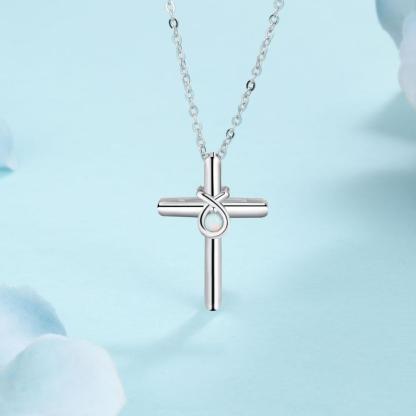 925 Sterling Silver Cross Shape with White Opal Stone Pendant Necklaces for Women-Customized Jewel