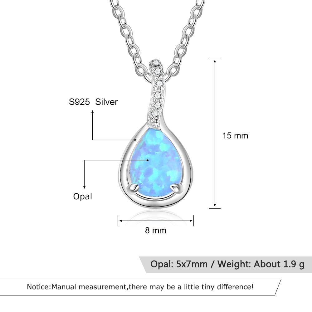 925 Sterling Silver Water Drop Blue Opal Necklaces for Women Geometirc Necklaces & Pendants Jewelry Gift-Customized Jewel