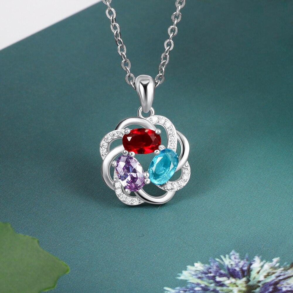 Personalized Copper 3 Oval Birthstones Pendant Necklace, Fashion Jewelry Gift for Women-Customized Jewel