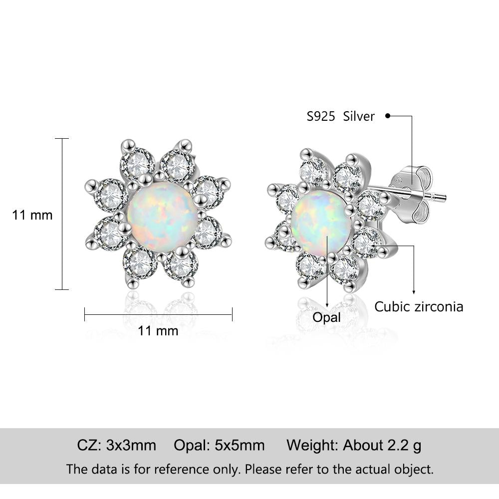 Petal Shape Milky Opal Stone Stud Earrings For Women 925 Sterling Silver Earring Party Jewelry Gift For Her-Customized Jewel