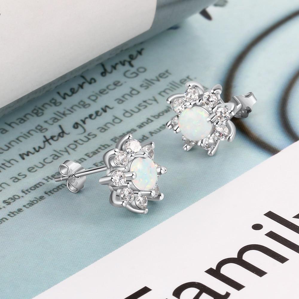 Petal Shape Milky Opal Stone Stud Earrings For Women 925 Sterling Silver Earring Party Jewelry Gift For Her-Customized Jewel