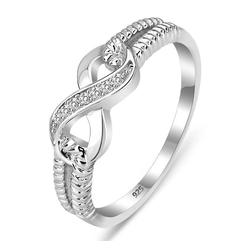 Infinity Diamonds Open Design Sterling Silver Ring, Trendy Women Jewelry, Gift for All Occasions-Customized Jewel