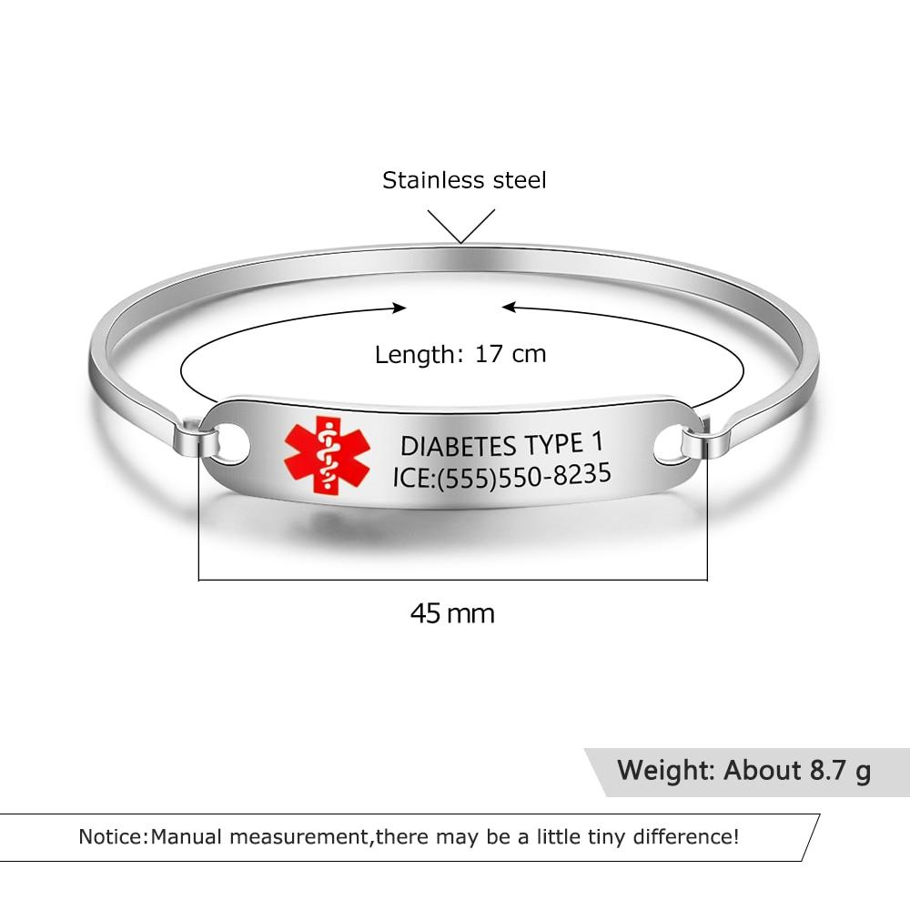 Personalized Stainless Steel Medical Alert ID Bracelets for Men & Women with Name Engraving & 2 Color Options, Emergency Unisex Bangles-Customized Jewel