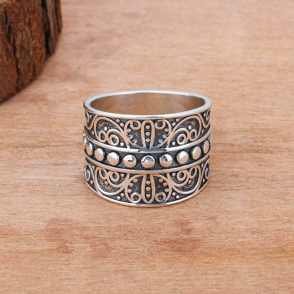 Vintage Style Female Wide Rings With 15.5MM Wide Mysterious Pattern Party Ring Gift for Girls-Customized Jewel