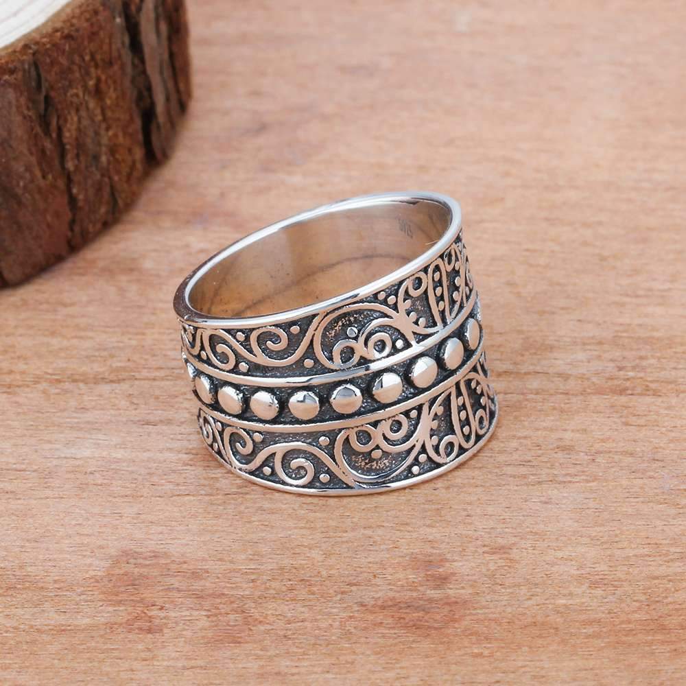 Vintage Style Female Wide Rings With 15.5MM Wide Mysterious Pattern Party Ring Gift for Girls-Customized Jewel