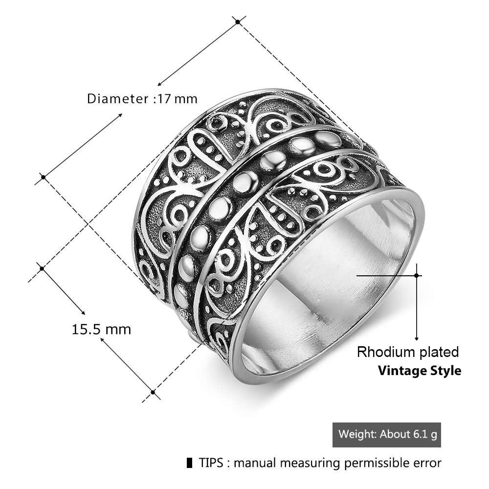 Vintage Style Female Wide Rings With 15.5MM Wide Mysterious Pattern Party Ring Gift for Girls-Customized Jewel