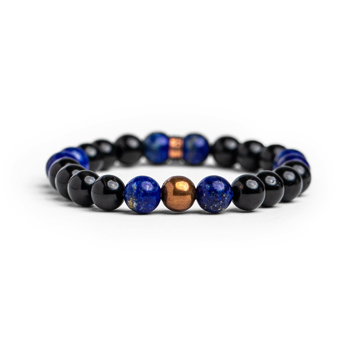 Lapis And Onyx Beaded Bracelet-Customized Jewel