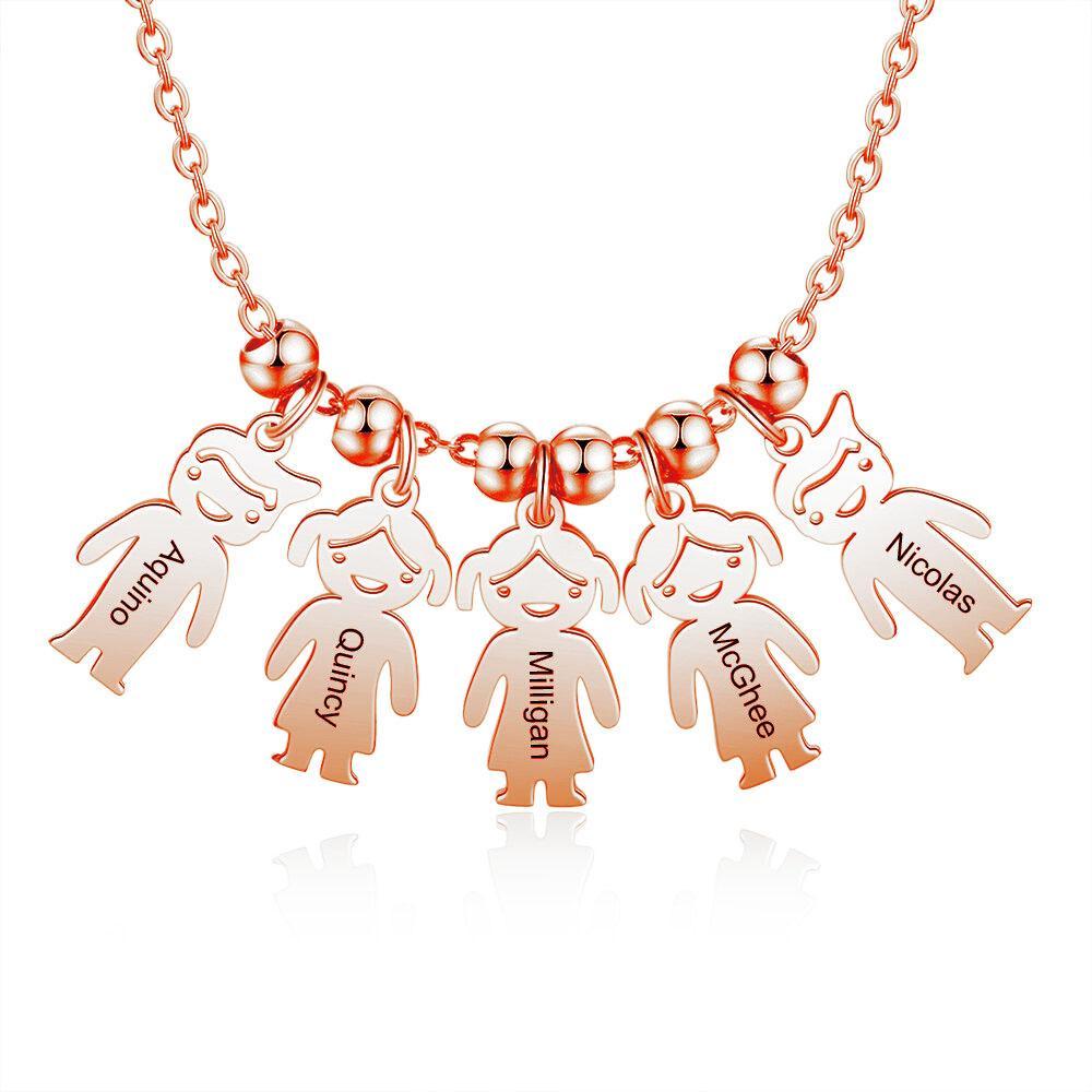 My Children Engraved Sterling Silver Necklace - 5 Custom Name & Birthstones-Customized Jewel