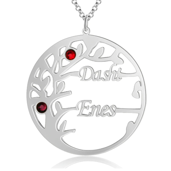 Personalized Mother Daughter Family Tree Necklace with Custom Nameplate & 3 Birthstones, Best Gift for Family Members & Friends-Customized Jewel