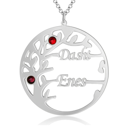Personalized Mother Daughter Family Tree Necklace with Custom Nameplate & 3 Birthstones, Best Gift for Family Members & Friends-Customized Jewel