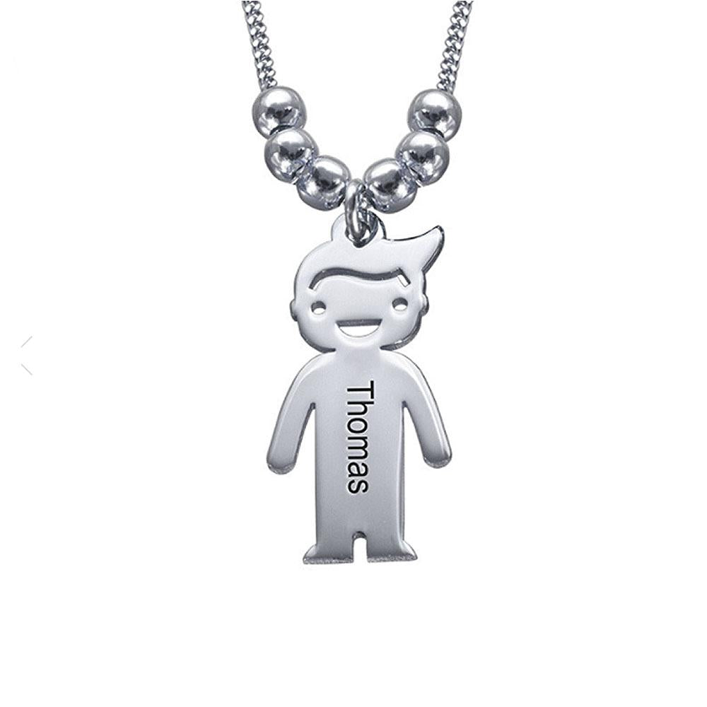 My Children Engraved Sterling Silver Necklace - 1 Custom Name & Birthstone-Customized Jewel