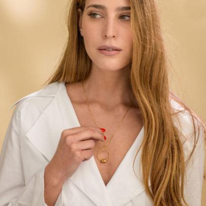 Custom Circle Pendant Necklace - 2 Custom Names & Birthstones-Customized Jewel