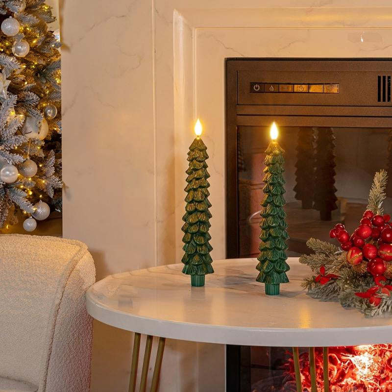 Flameless Pine Tree Candles Set With Remote Control-Customized Jewel