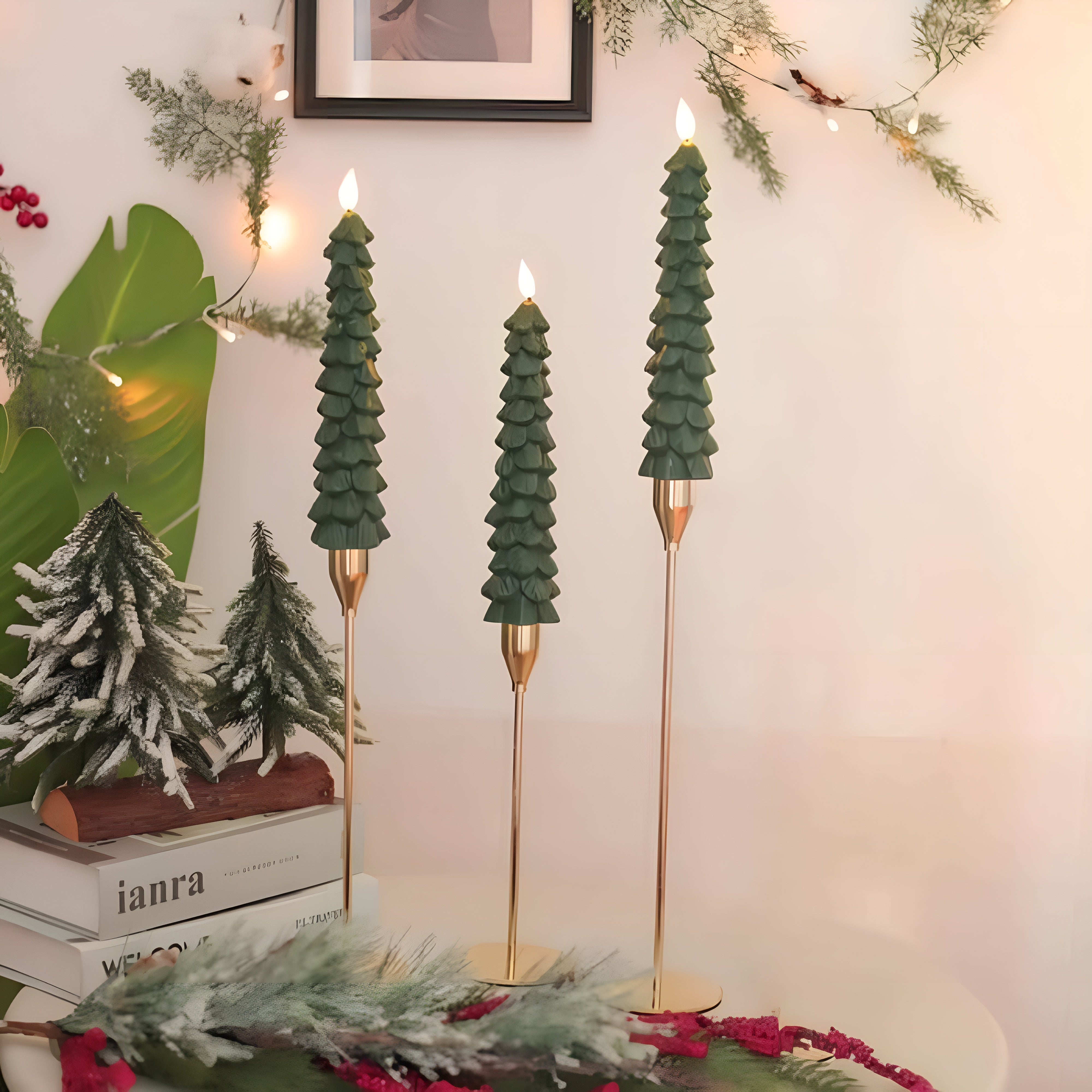 Christmas Tree Shaped Flameless LED Candles With Remote Control-Customized Jewel