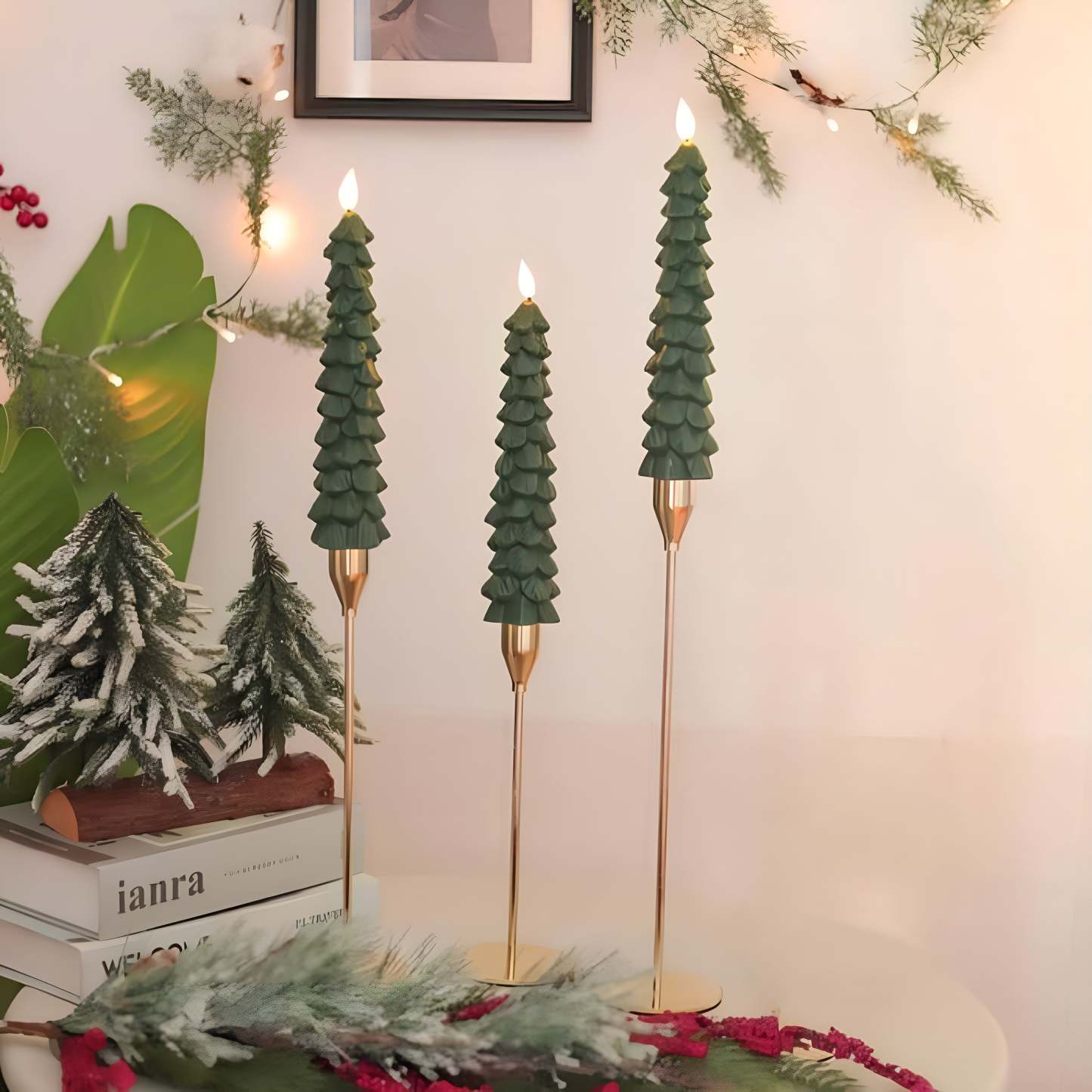 Christmas Tree Shaped Flameless LED Candles With Remote Control-Customized Jewel