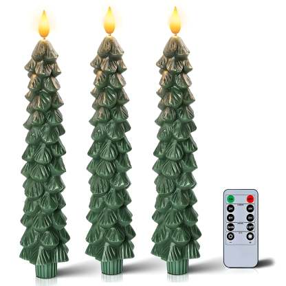 Christmas Tree Shaped Flameless LED Candles With Remote Control-Customized Jewel