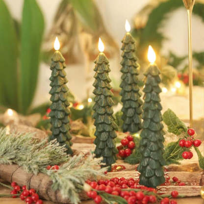 Flameless Pine Tree Candles Set With Remote Control-Customized Jewel