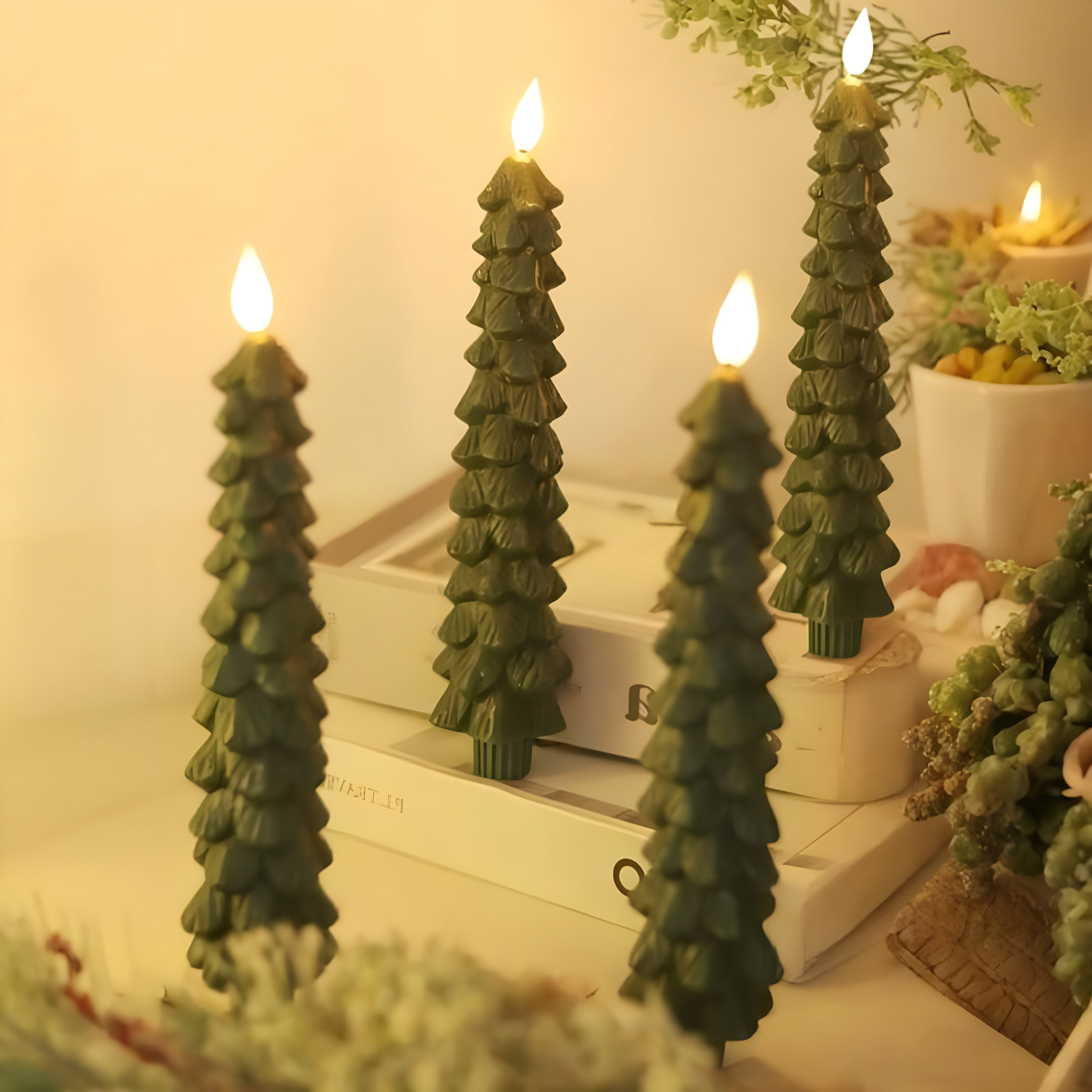 Christmas Tree Shaped Flameless LED Candles With Remote Control-Customized Jewel