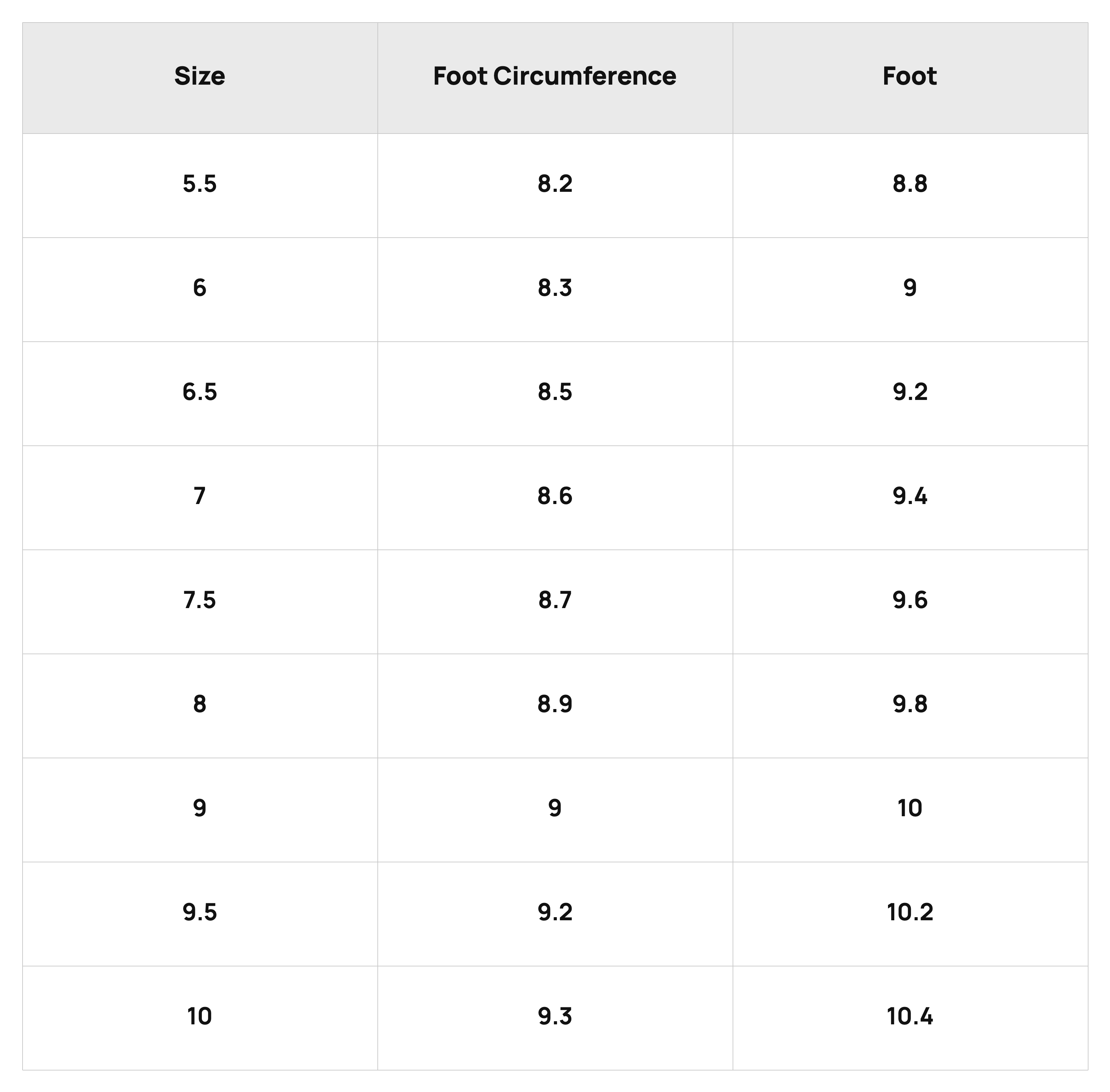 Size Chart