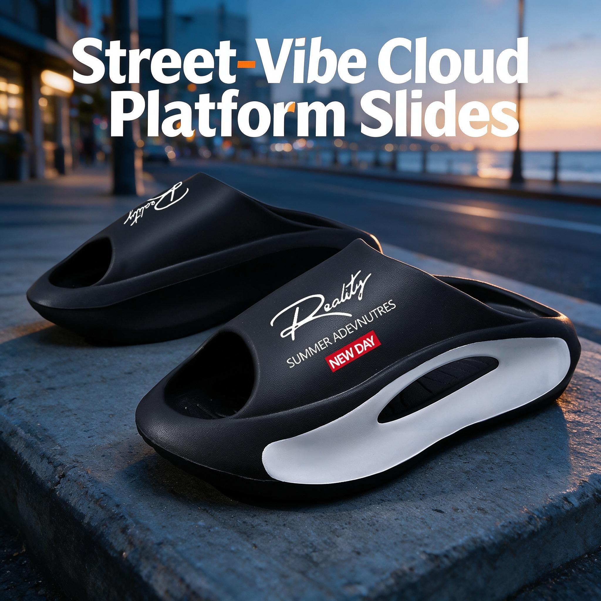 Men's Chunky Cloud Recovery Slides - Lightweight Hollow-Out EVA Pillow Sandals with Anti-Slip Flexible Cushioned Thick Sole, Quick Dry Walking Shoes for Beach, Street Casual, Athletic Use, Suitable for Bathroom, Office, Party, Recovery Sandals