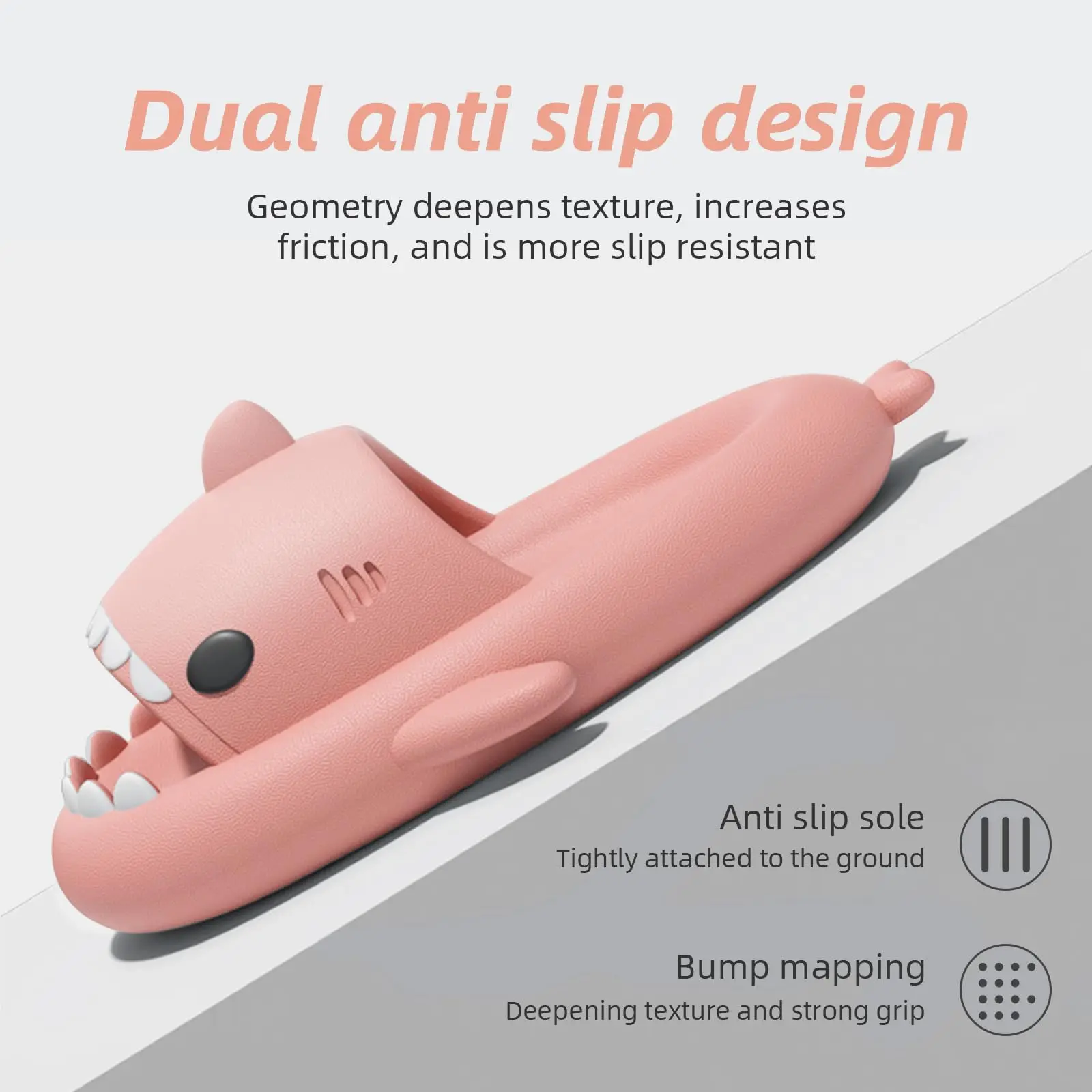 Cloud-Like Shark Slides - Cushioned Open-Toe Sandals with Novelty Pillow Design, Soft Plush Upper, Anti-Slip Sole for Men's Comfortable Walking Experience Summer Slippers Footwear Pink Shoe Boy Flipflop Dance Onyx