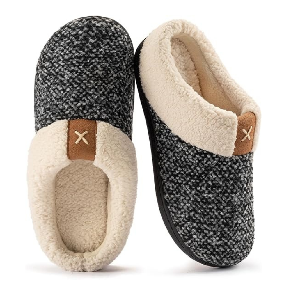 Womens Plush Faux Wool Memory Foam Slippers