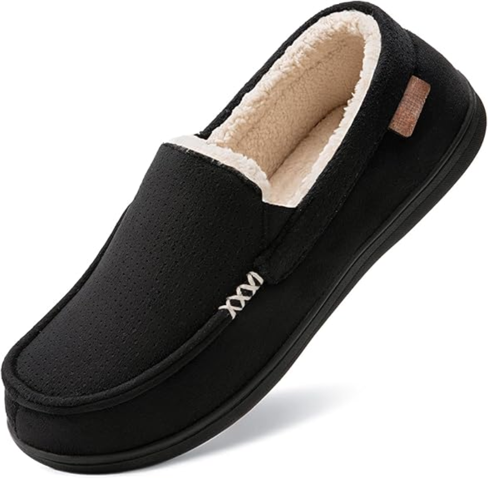 Soft Moccasin Slippers With Anti Slip Rubber Sole 