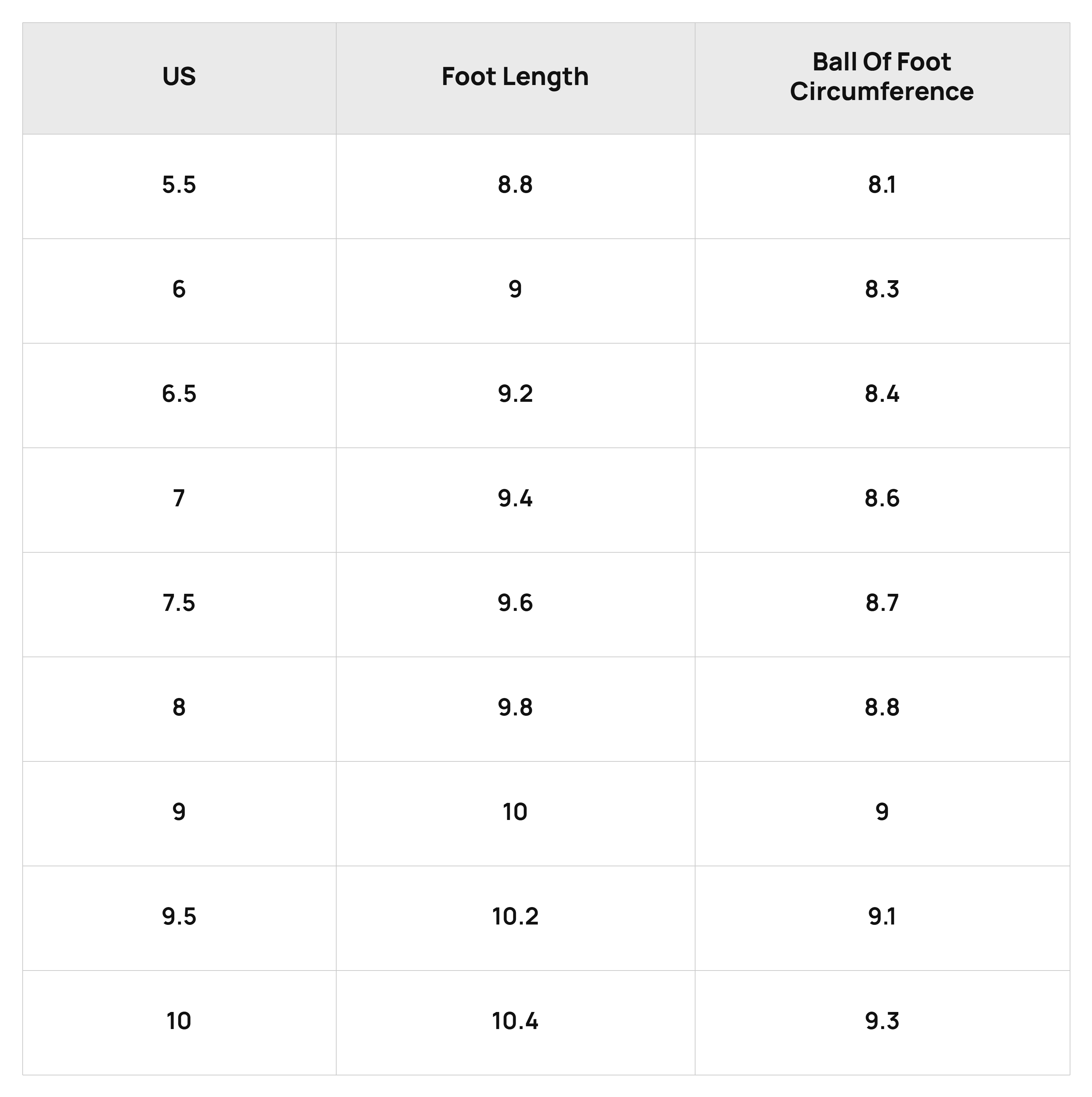 Size Chart