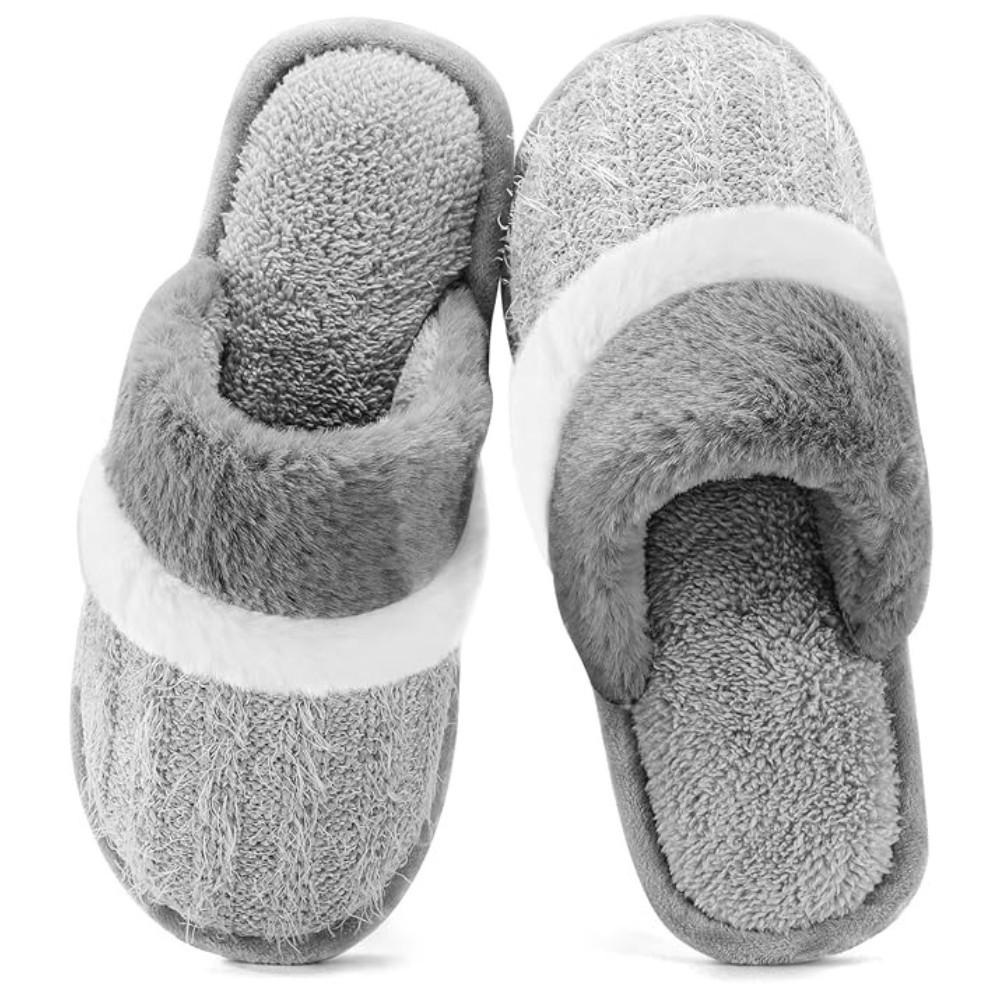 Fuzzy Slippers For Women With Memory Foam And Anti Skid Sole