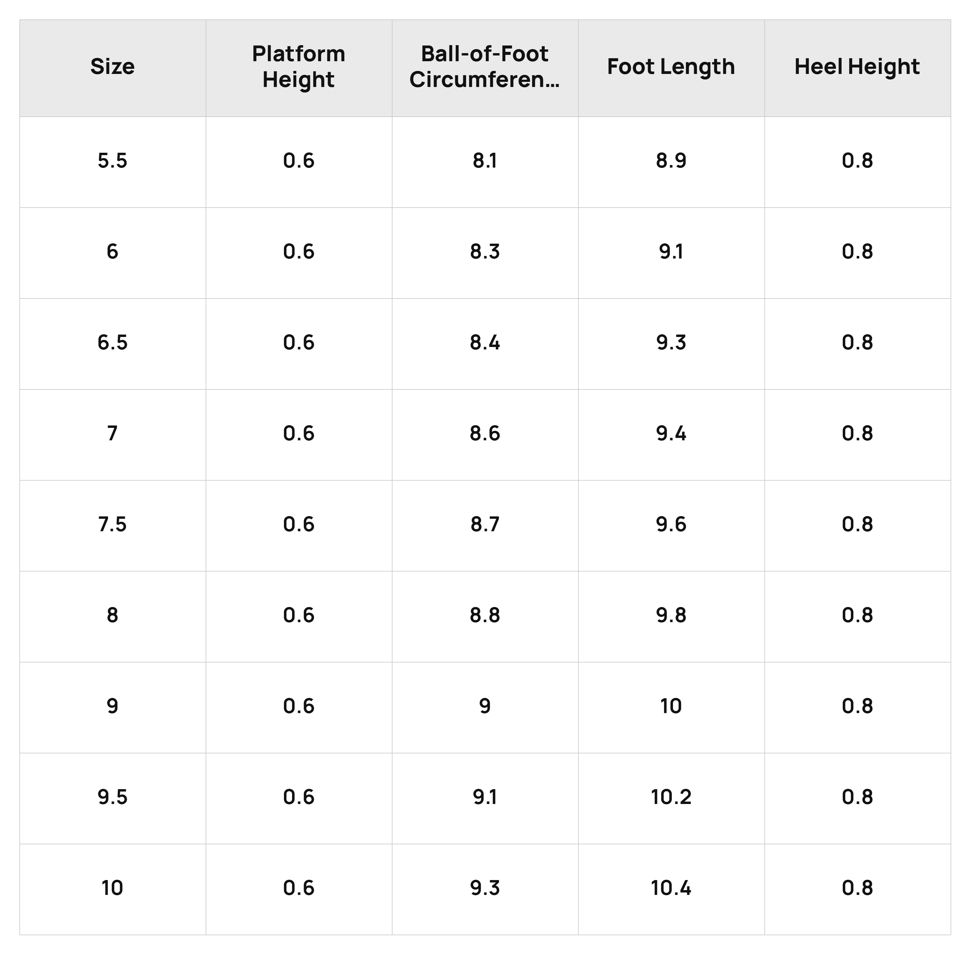 Size Chart