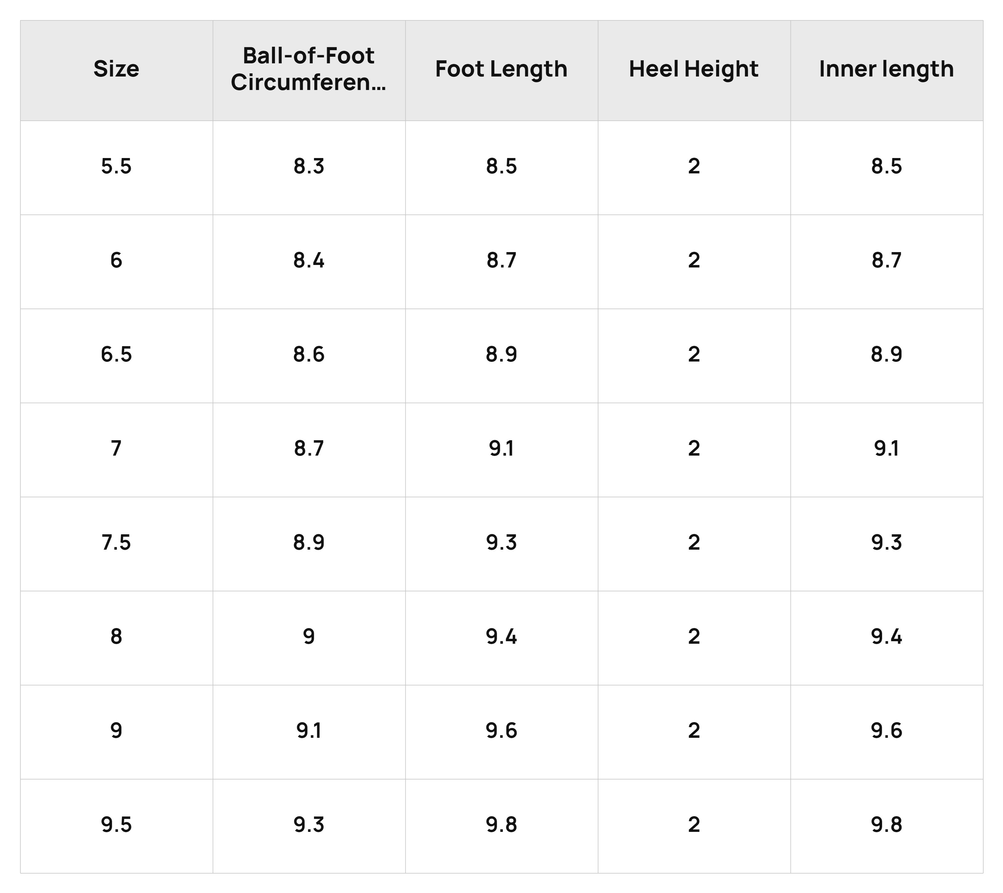 Size Chart