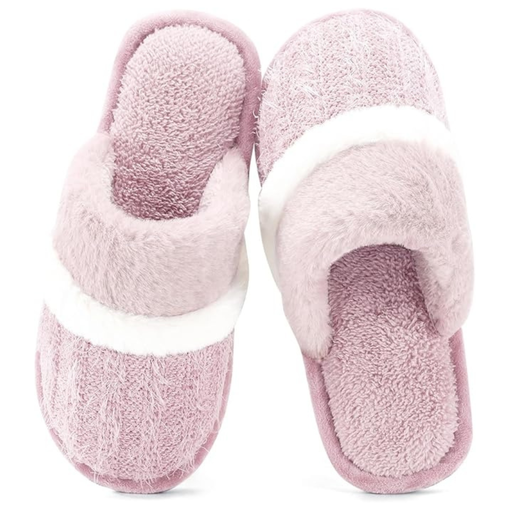 Fuzzy Slippers For Women With Memory Foam And Anti Skid Sole