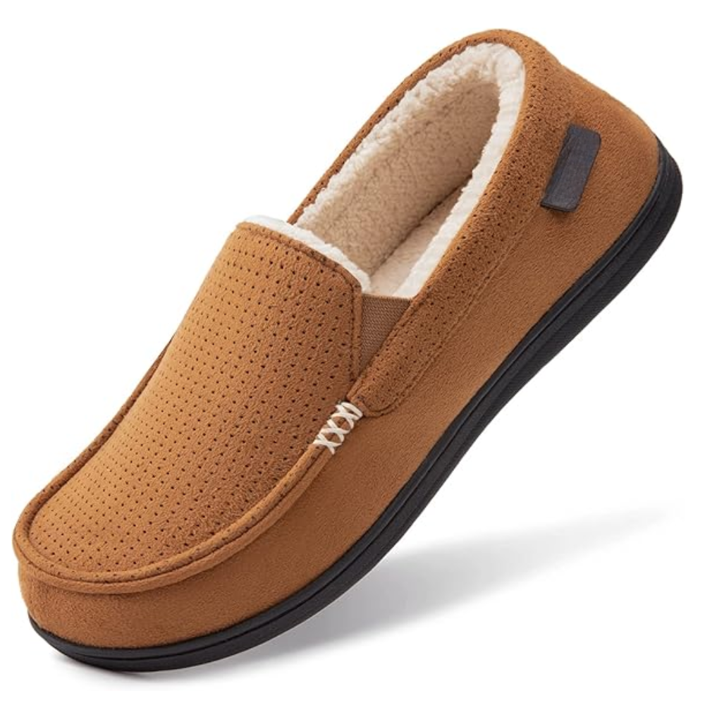 Soft Moccasin Slippers With Anti Slip Rubber Sole 