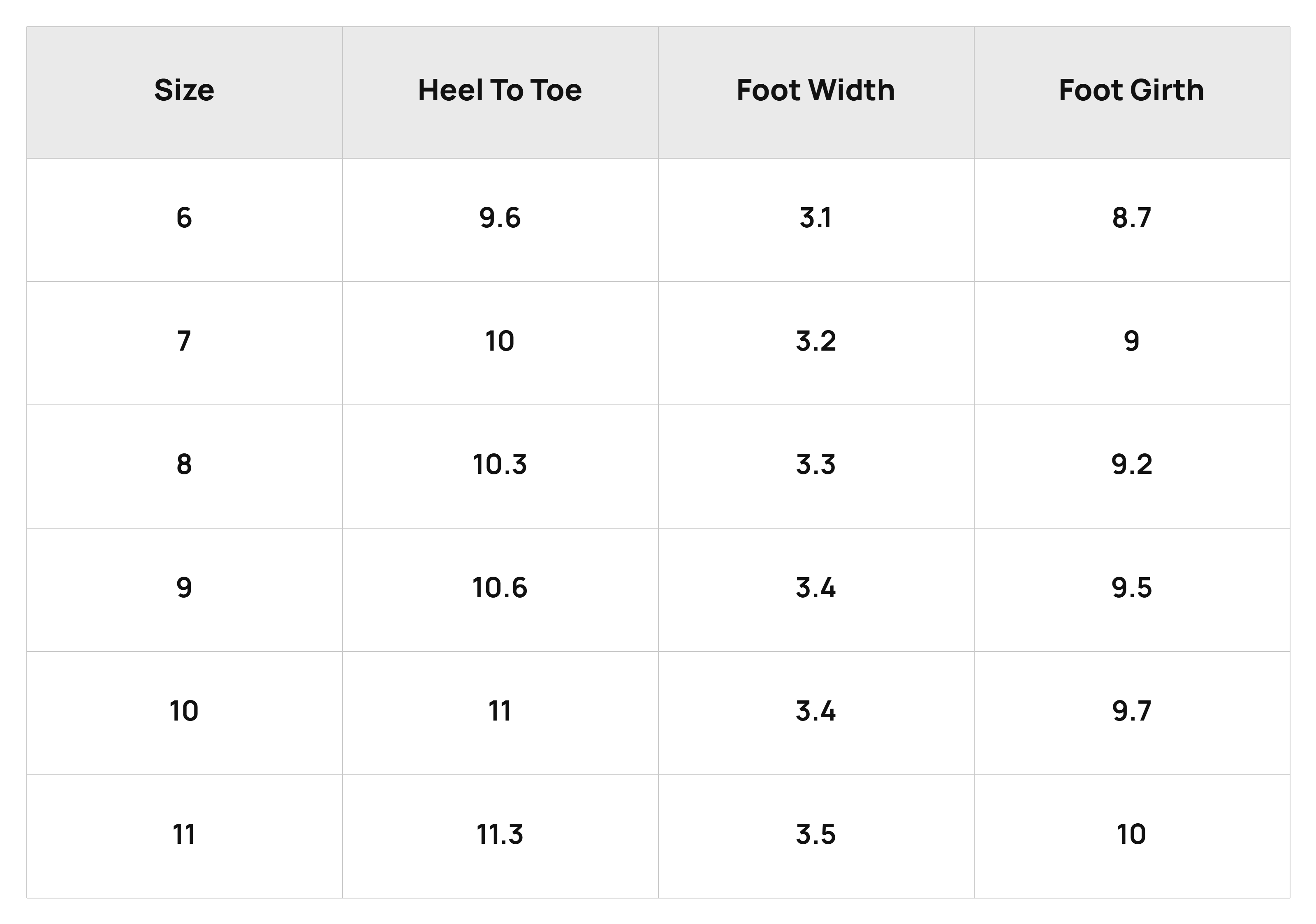 Size Chart
