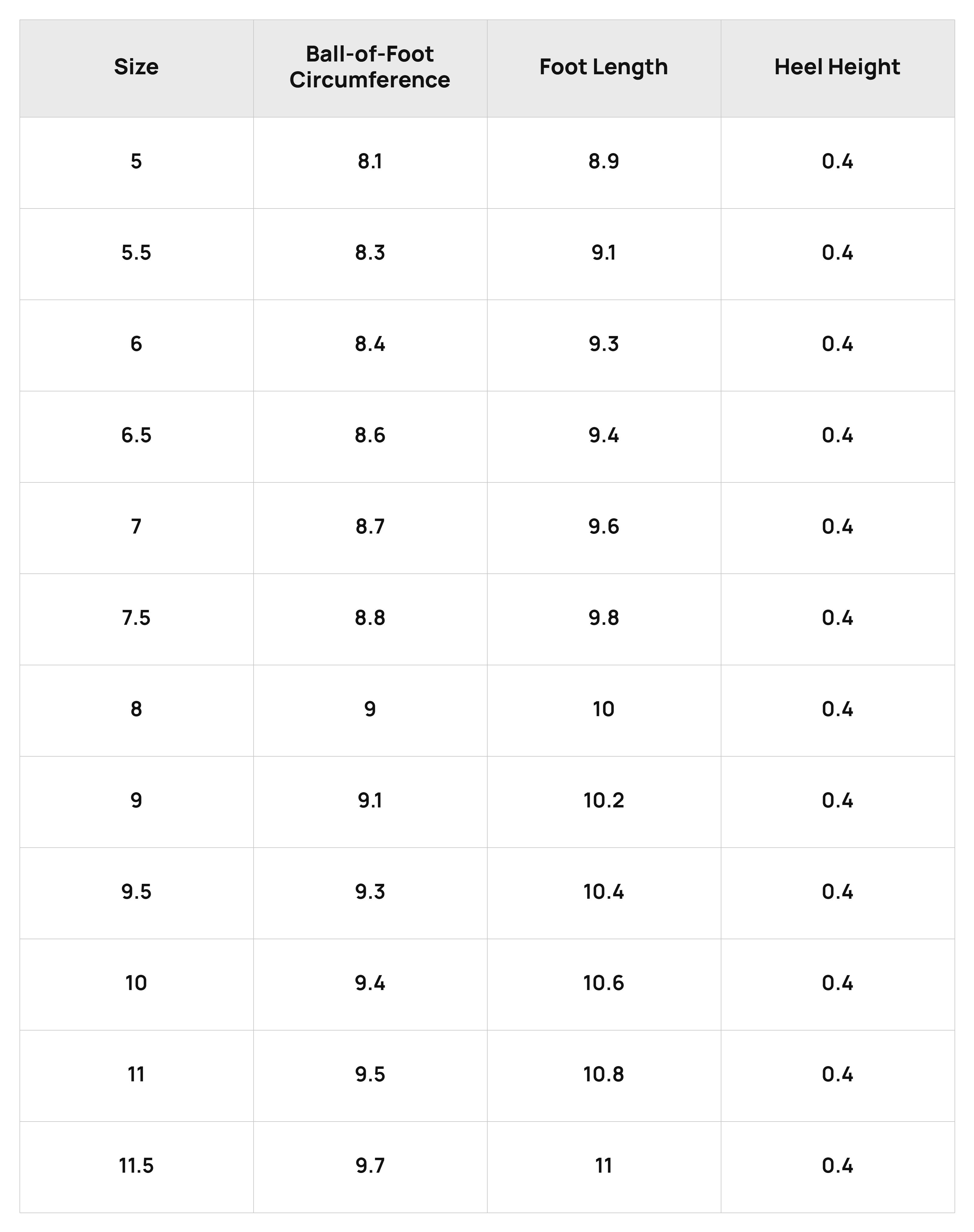 Size Chart