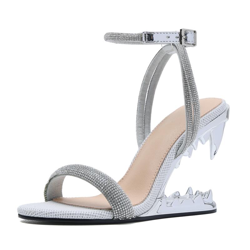 Rhinestone Strap Slip On Sandals for Party and Special Occasion Wear for Women