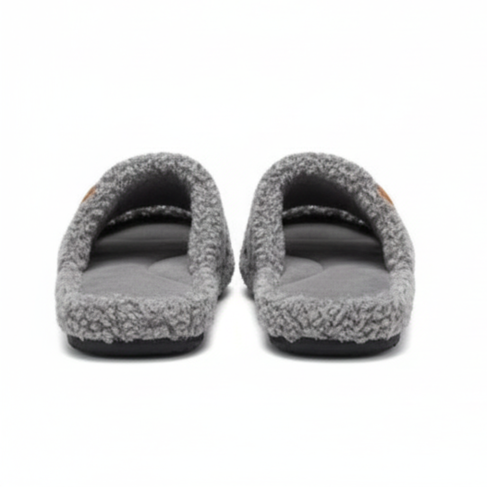 Womens Fuzzy Open Slippers 
