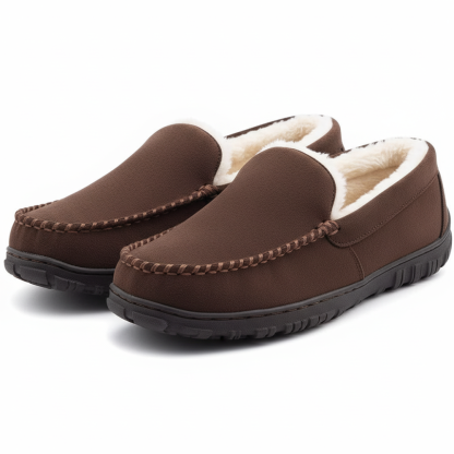 Mens Wool Felt Slip On Slippers Warm Memory Foam Indoor Shoes