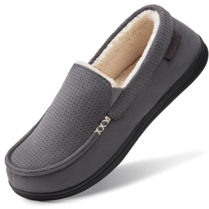 Soft Moccasin Slippers With Anti Slip Rubber Sole 