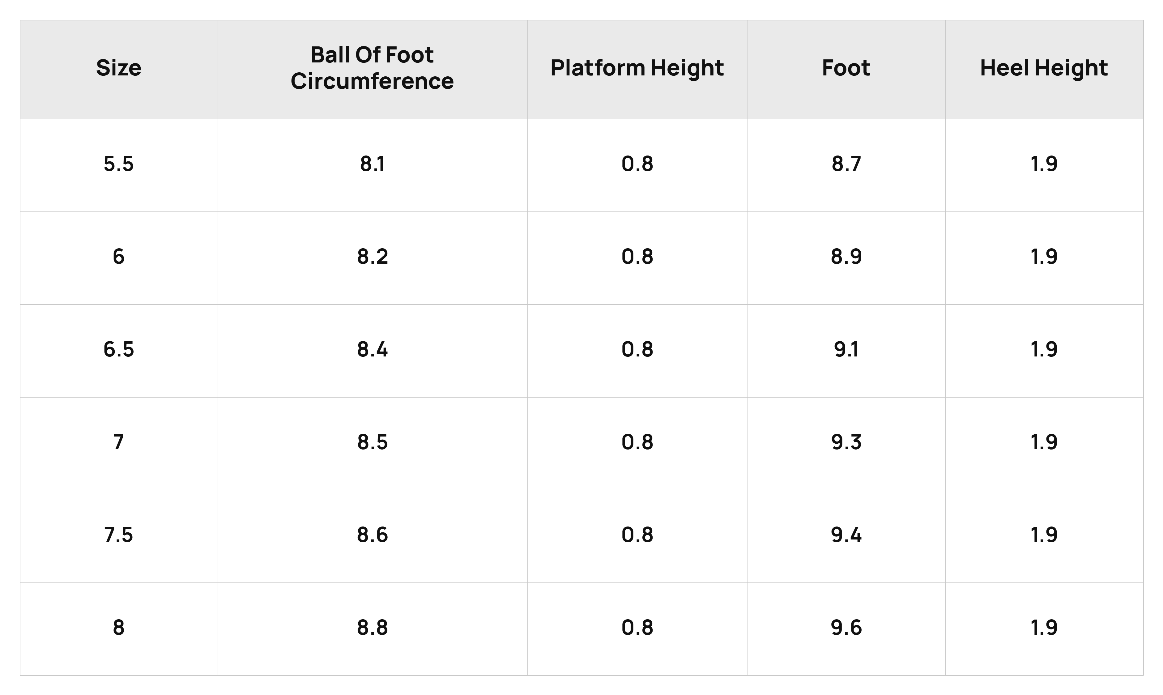 Size Chart