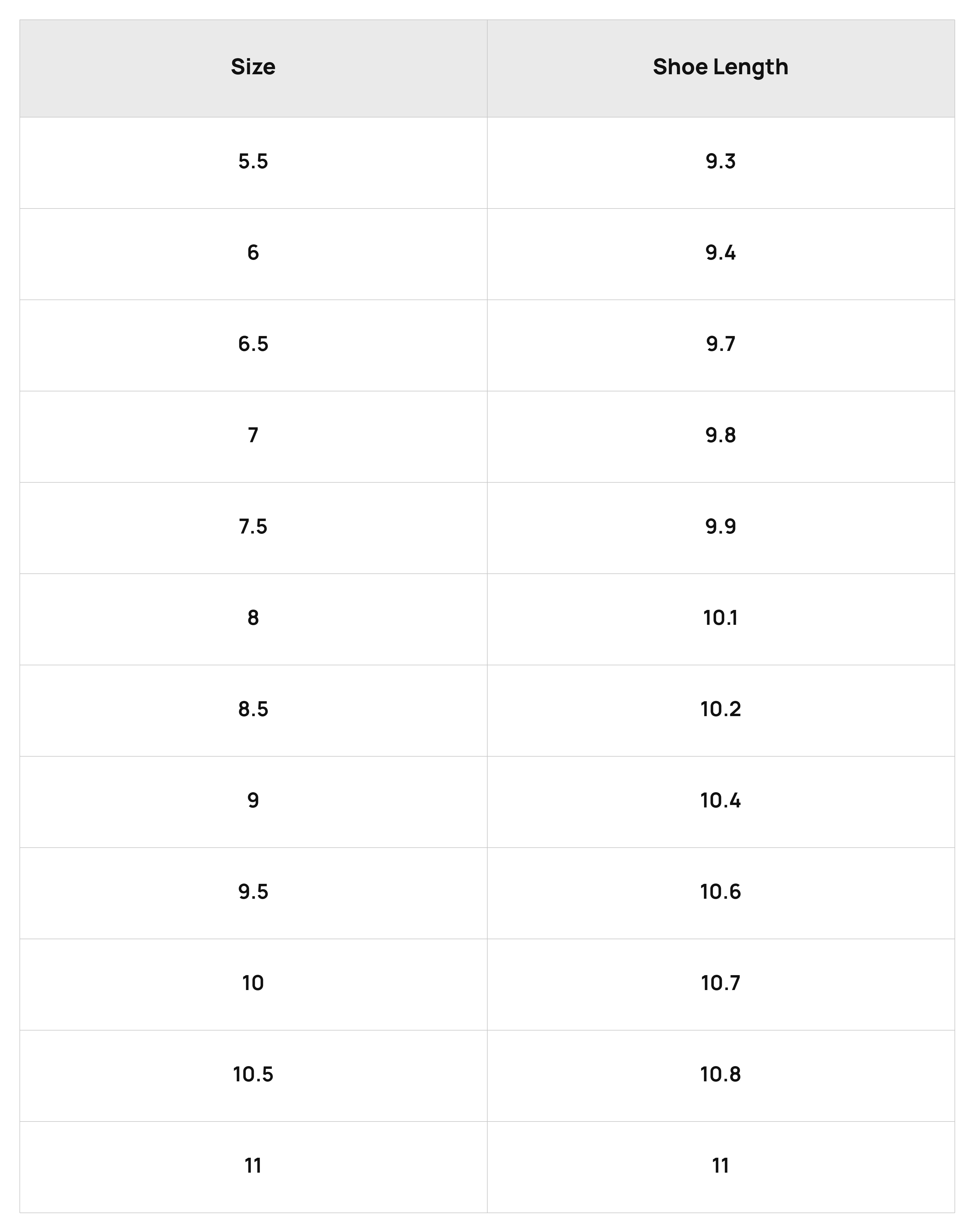 Size Chart