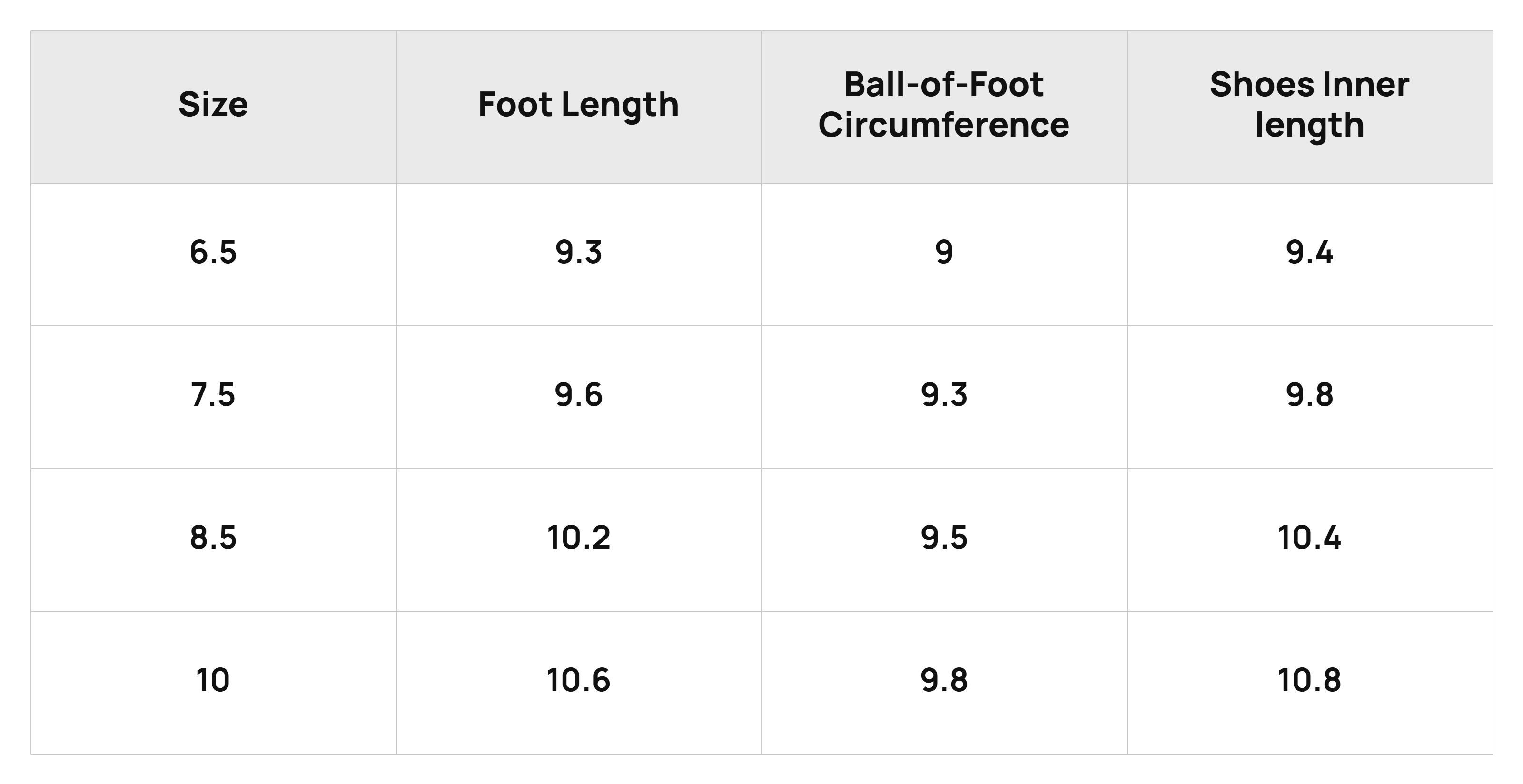 Size Chart