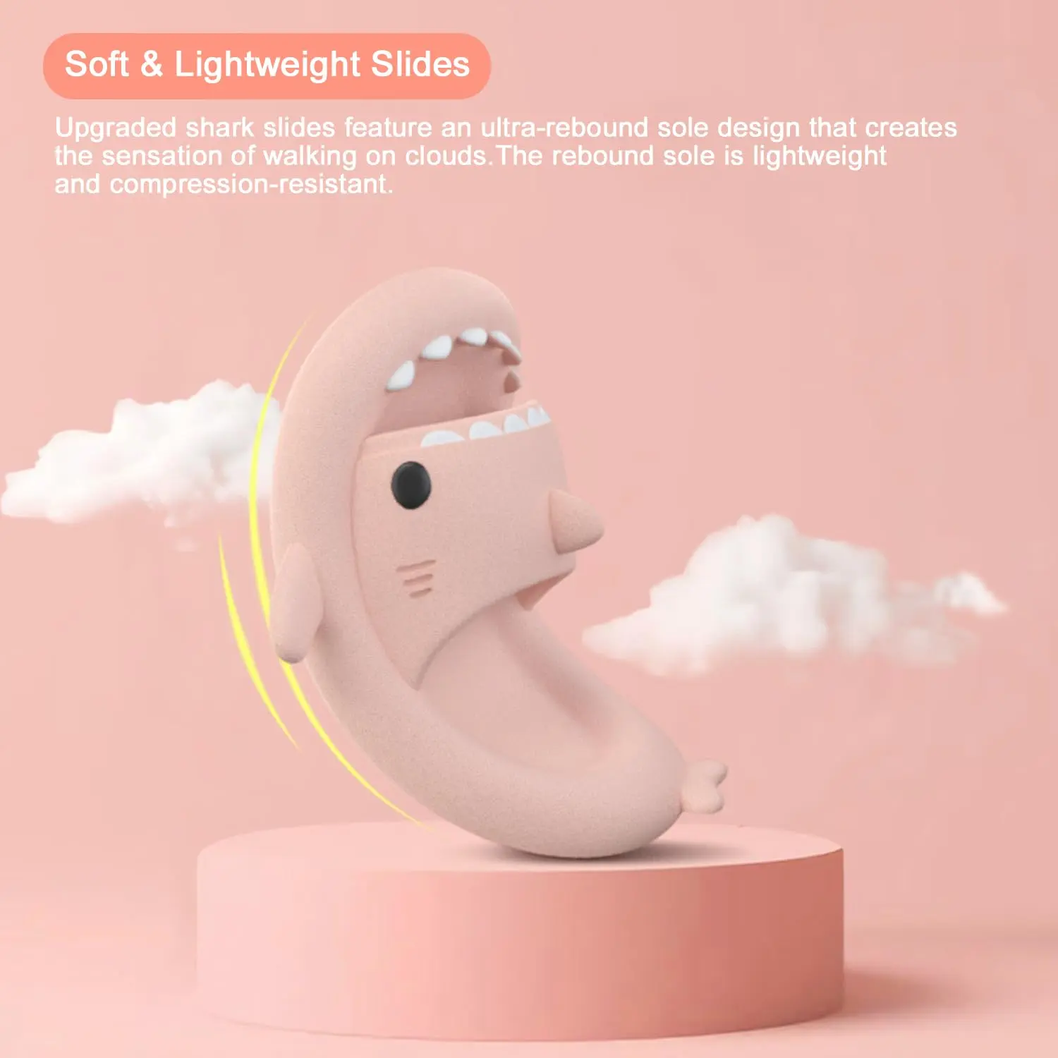 Cloud-Like Shark Slides - Cushioned Open-Toe Sandals with Novelty Pillow Design, Soft Plush Upper, Anti-Slip Sole for Men's Comfortable Walking Experience Summer Slippers Footwear Pink Shoe Boy Flipflop Dance Onyx