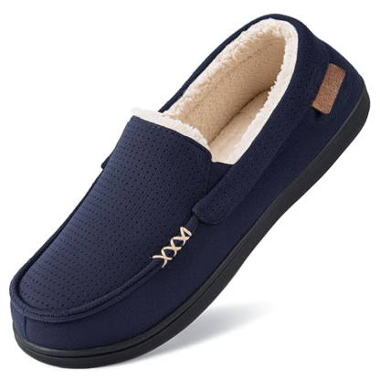 Soft Moccasin Slippers With Anti Slip Rubber Sole 