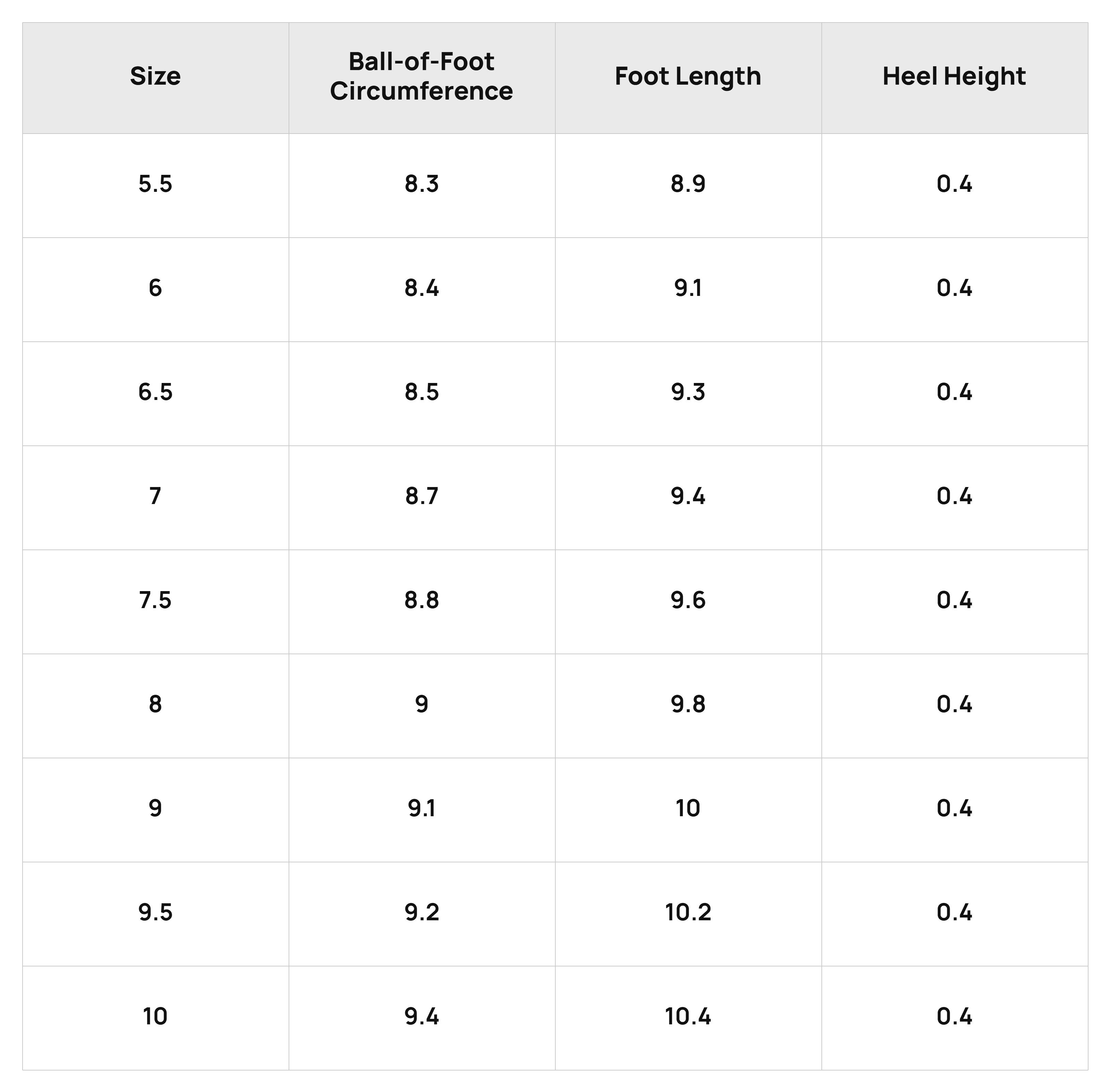 Size Chart