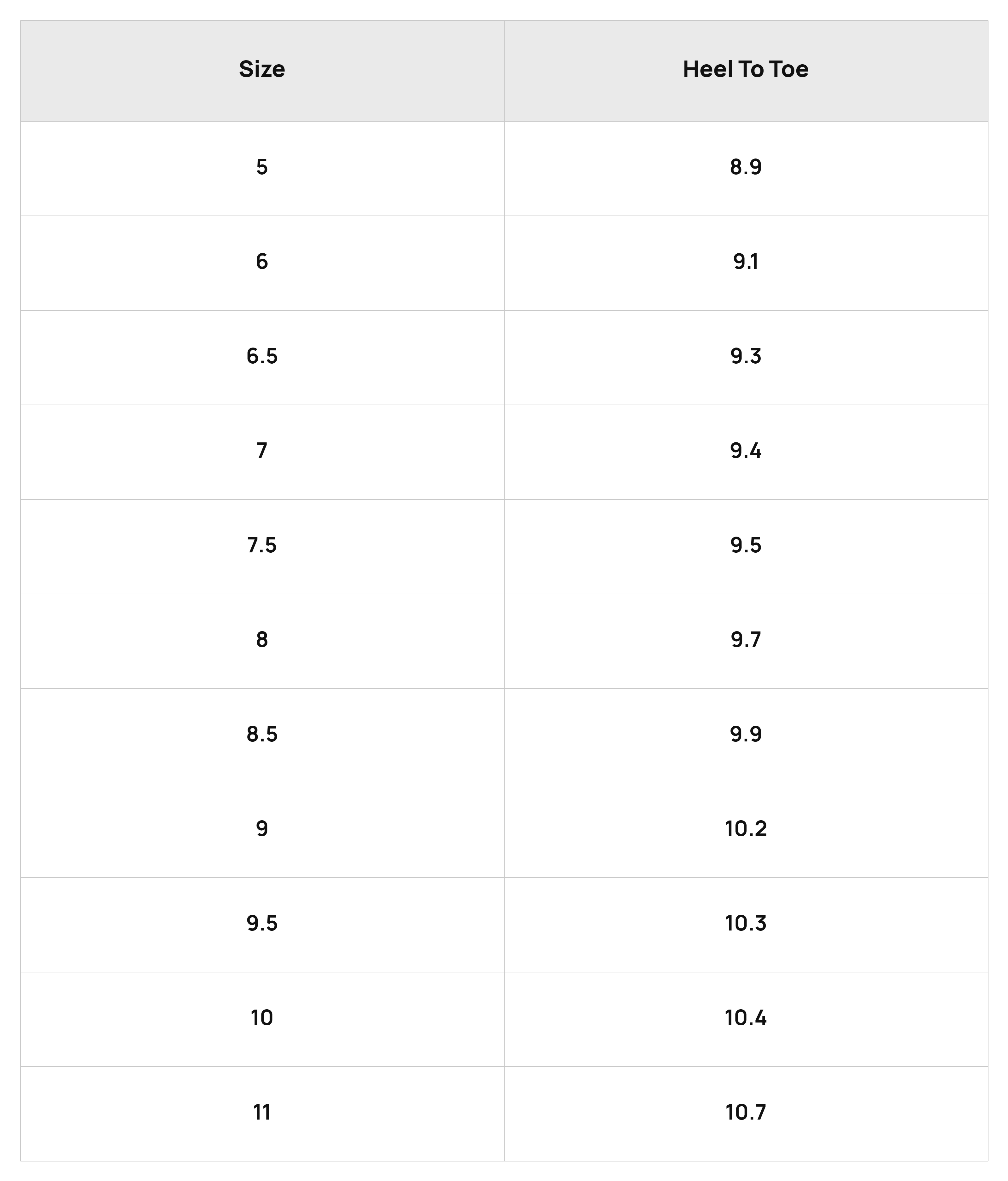Size Chart