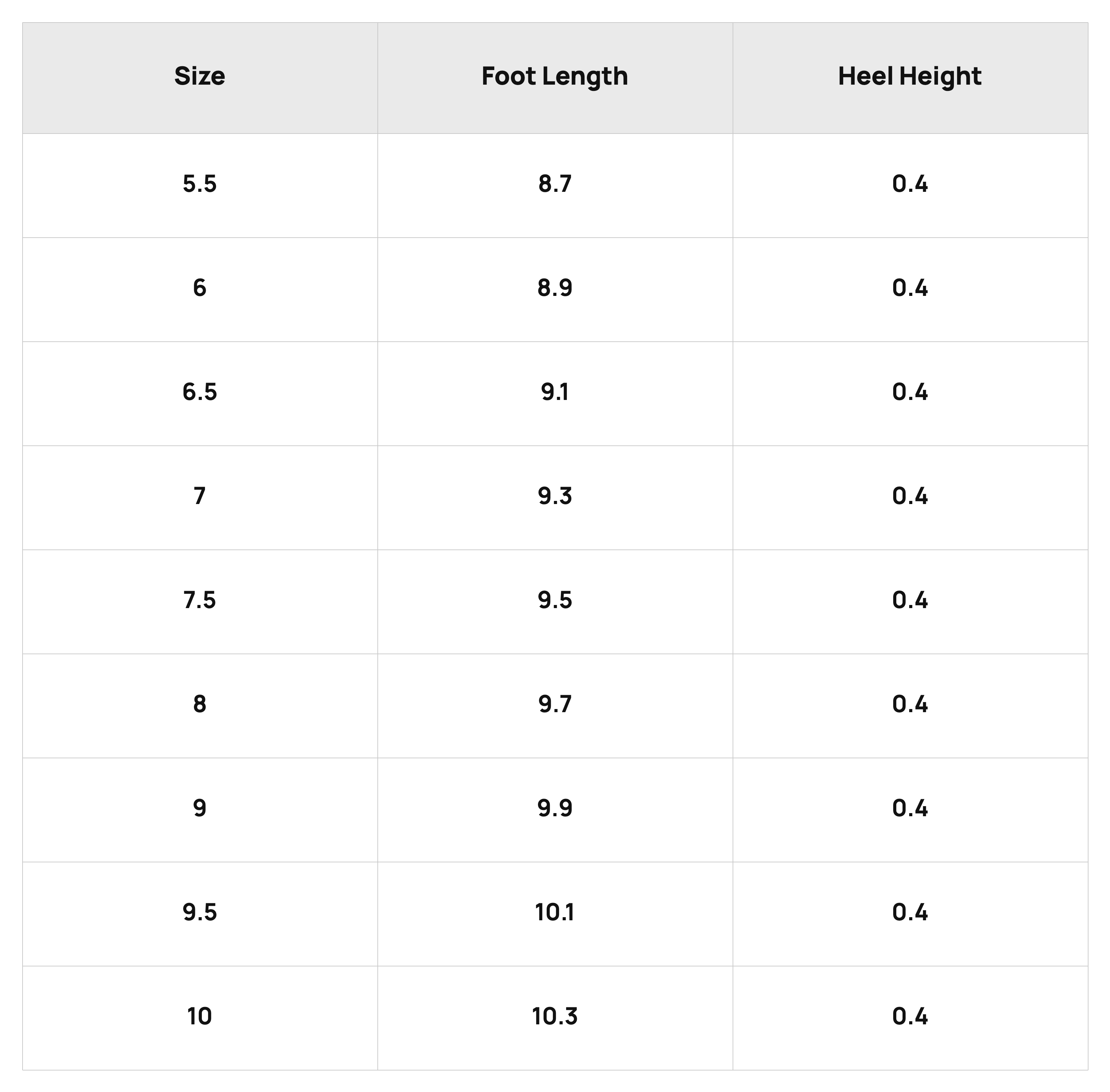 Size Chart